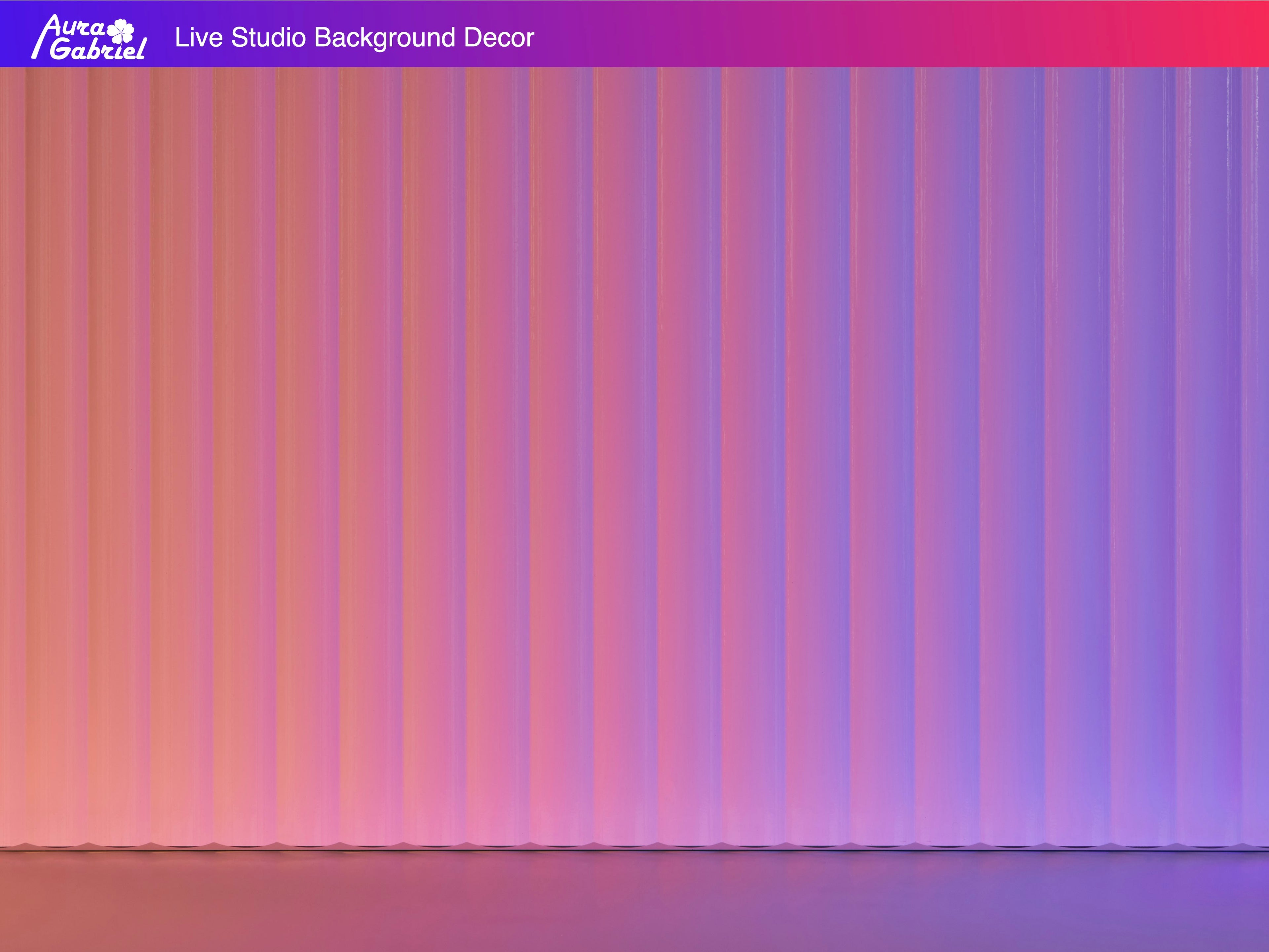 Gradient background with vertical stripes transitioning from pink to purple, featuring 'Aurea Gabriel' branding.